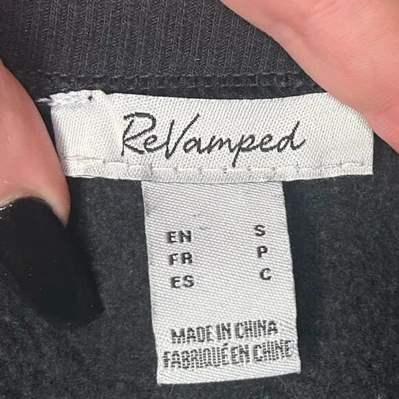 Revamped Womens Black Long Sleeve Midi Dress Size S Puff Sleeve Round Neck - Picture 16 of 16